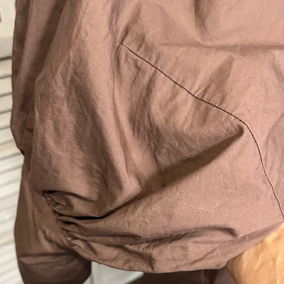 Size M Reminiscene Brown Puffy Sleeve Tie Waist Shirt Dress - Picture 8 of 16